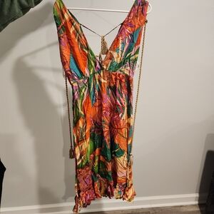 Vibrant Multicolor Sleeveless Dress Free Destinations Cover Up Dress